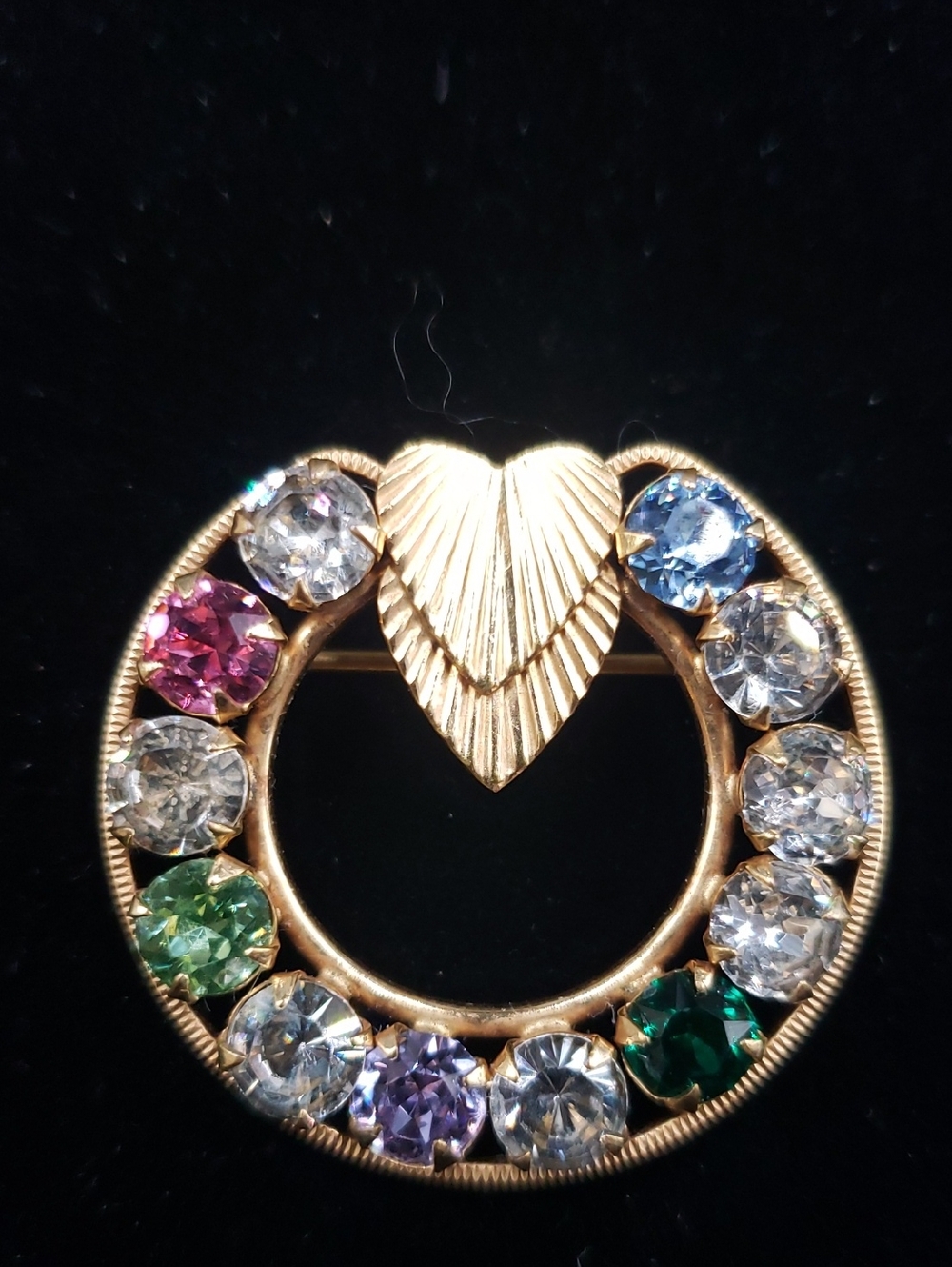 Vintage 12K Gold Filled CC Curtis Creations Rhinestone Brooch